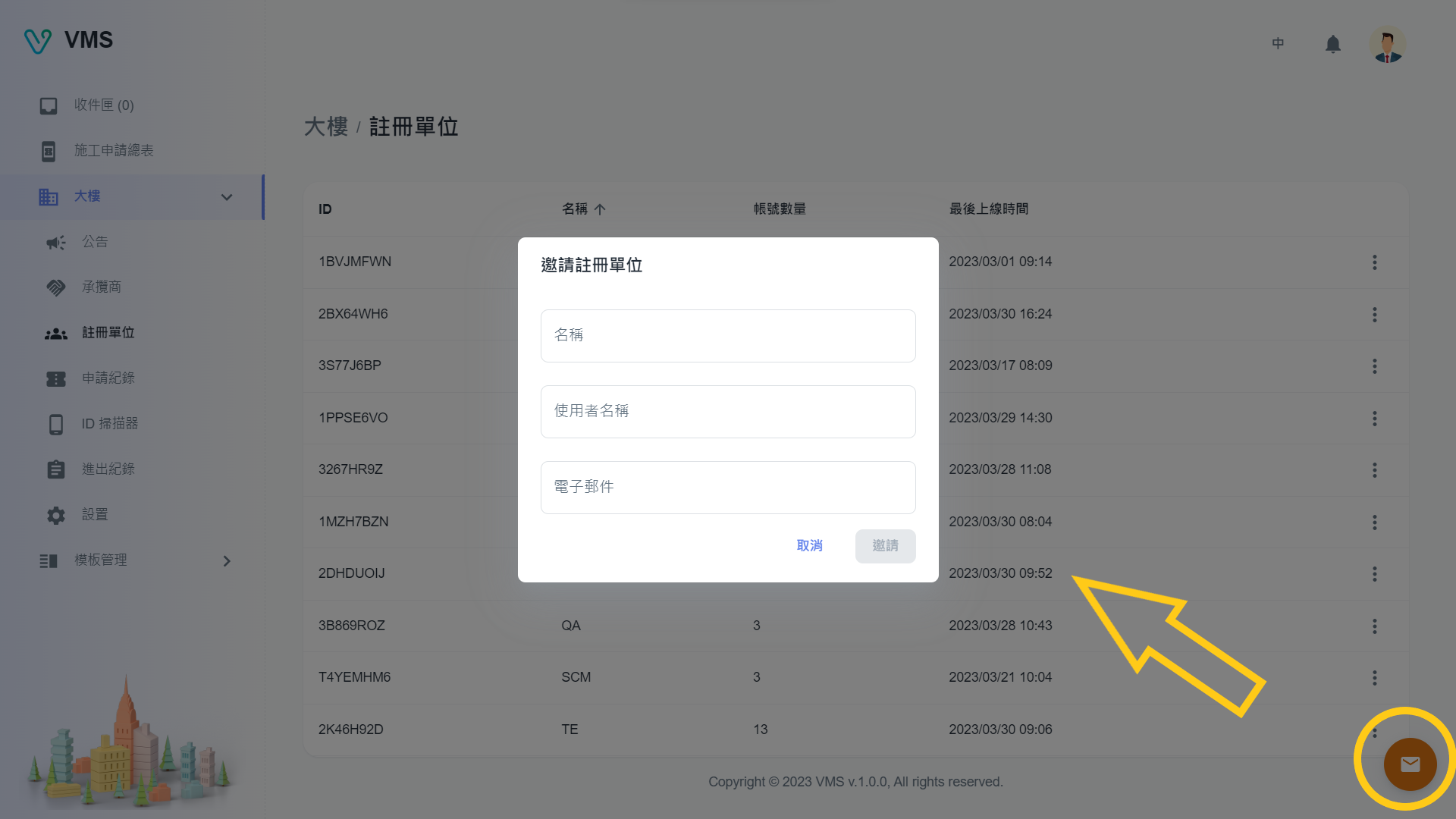 邀请单位管理员
